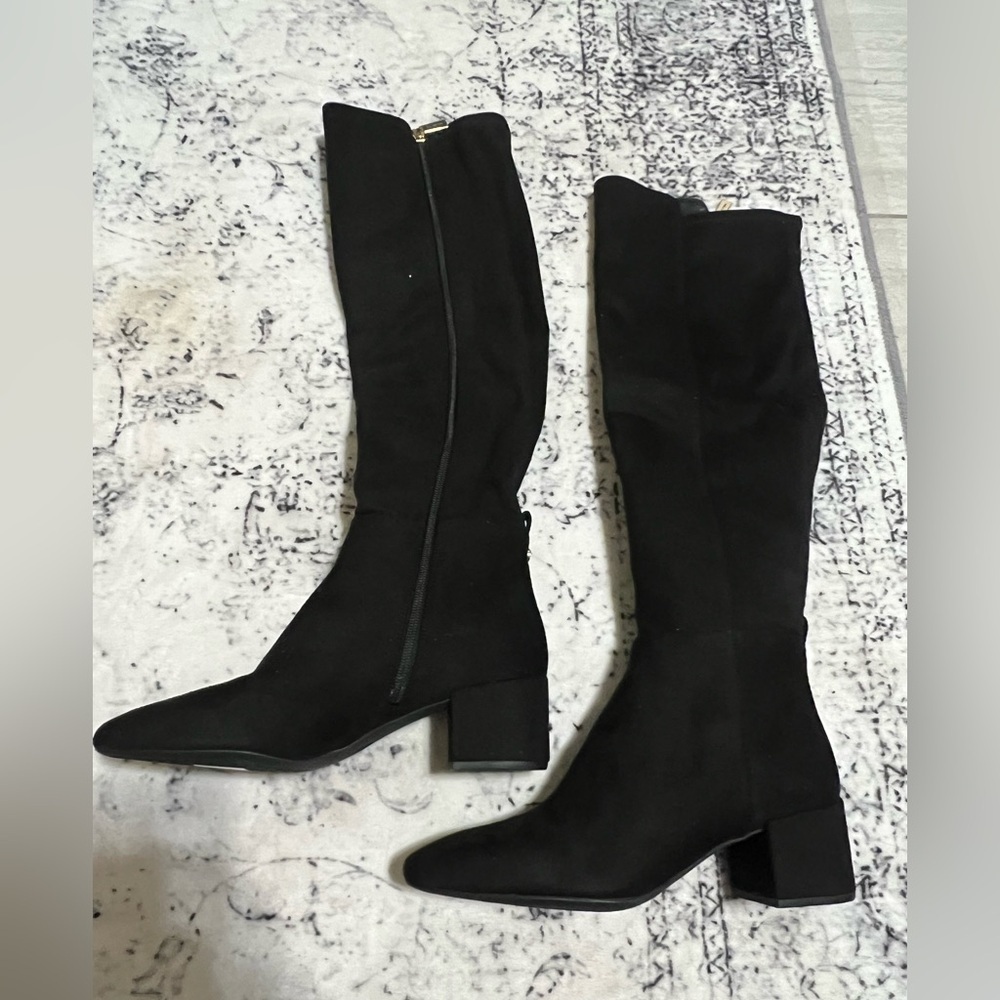 NEW Michael Kors Braden Women's Suede Zip Up Knee high boots - Black Size 9